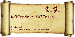 Káspár Füzike névjegykártya